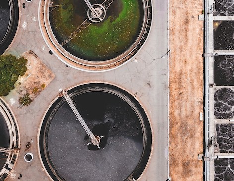 overhead view of water plant